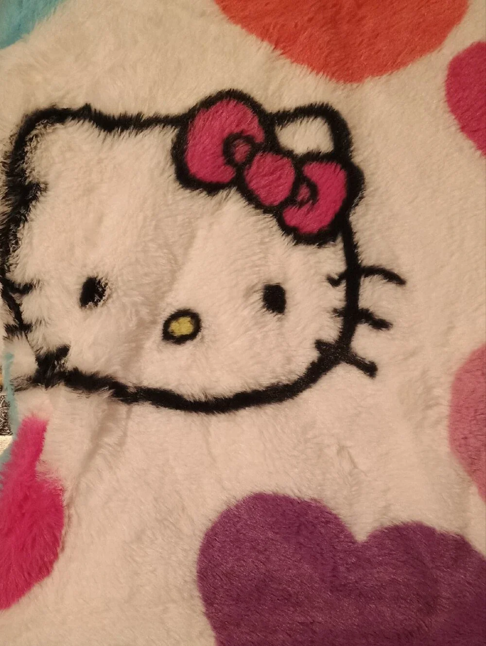 NWTS Sanrio Hello Kitty Faux Rabbit Fur Pink Hearts Throw Blanket 50x70 Viral